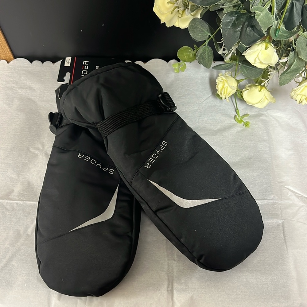 NWT SPYDER Insulated Mittens L/XL Winter Gloves Snowboard Ski Black Grip K4